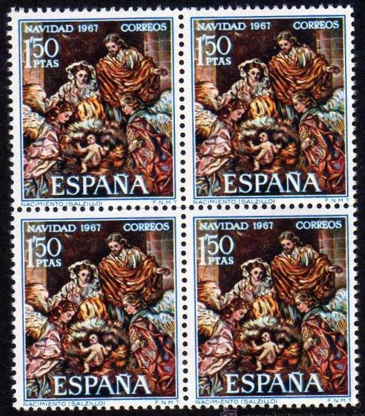 España 1967 1838 Sello ** B4 Navidad Nacimiento (Salzillo) Timbres Timbre Espagne Spain Spagna Espana Espanha Spanje Spanien Spanie Stamps Briefmarke Francobolli Timbre Postal Postzegel Selo Postal (Bloque 4)